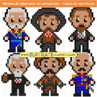 Pixel Personajes Mexicanos 2 - Revolución - Tablas de Multiplicar